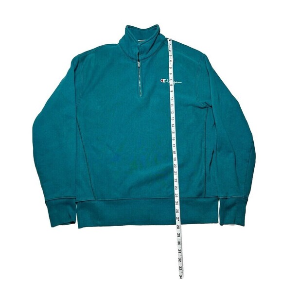 Champion Unisex Reverse Weave Sweatshirt Jacket Teal 1/4 Zip Medium Cotton - Picture 9 of 9